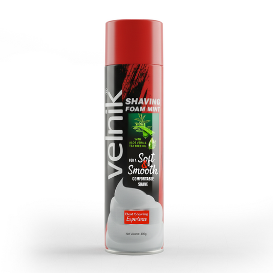 Shaving Foam Mint with Aloe Vera & Tea Tree Oil | Soft & Smooth Comfortable Shave | Refreshing Mint Foam | For Men | 400g