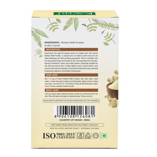 Kaveri Multani Mitti Powder for Face & Body Care | Pure Fuller's Earth Clay for Face Packs, Deep Cleansing & Oil Control | 200g
