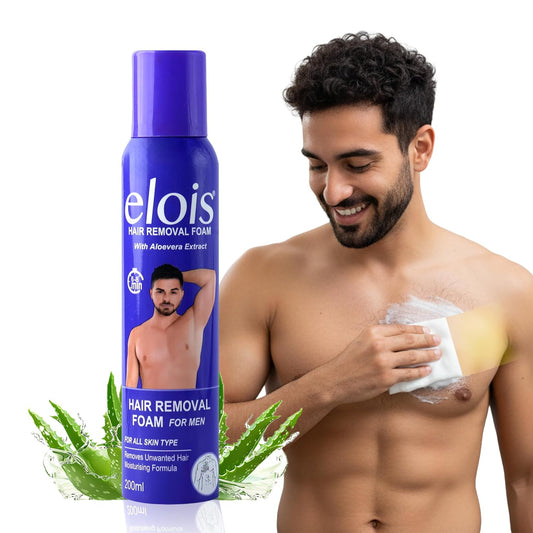 Elois Hair Removal Foam Spray For Men Painless Hair Removal For Arms Underarms & Legs – With Aloevera Extract Suitable For All Skin Type 200ml (Pack of 1 & 2, Aloe Vera)