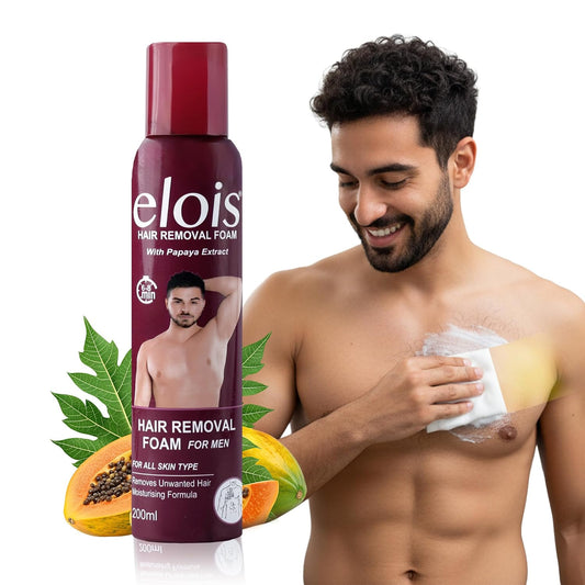 Elois Hair Removal Foam Spray For Men Painless Hair Removal For Arms Underarms & Legs – With Papaya Extract Suitable For All Skin Type 200ml (Pack of 1 & 2, Papaya)