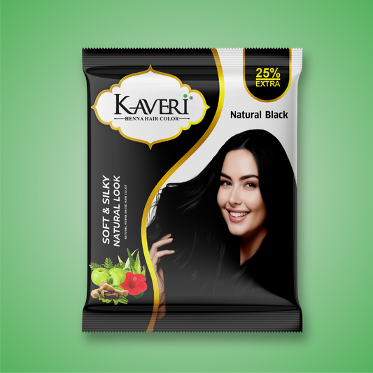 KAVERi Natural Black Henna Hair Color |Hair Color Dye For Men Women|No Ammonia Enriched With Vital Herbs 10Gm