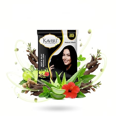 KAVERi Natural Black Henna Hair Color |Hair Color Dye For Men Women|No Ammonia Enriched With Vital Herbs 10Gm