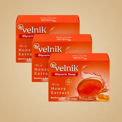 Velnik Honey Soap with Glycerin & Honey Extract | Moisturizing Bathing Soap for Dry Skin | Paraben-Free | 75g, 100g & 125g