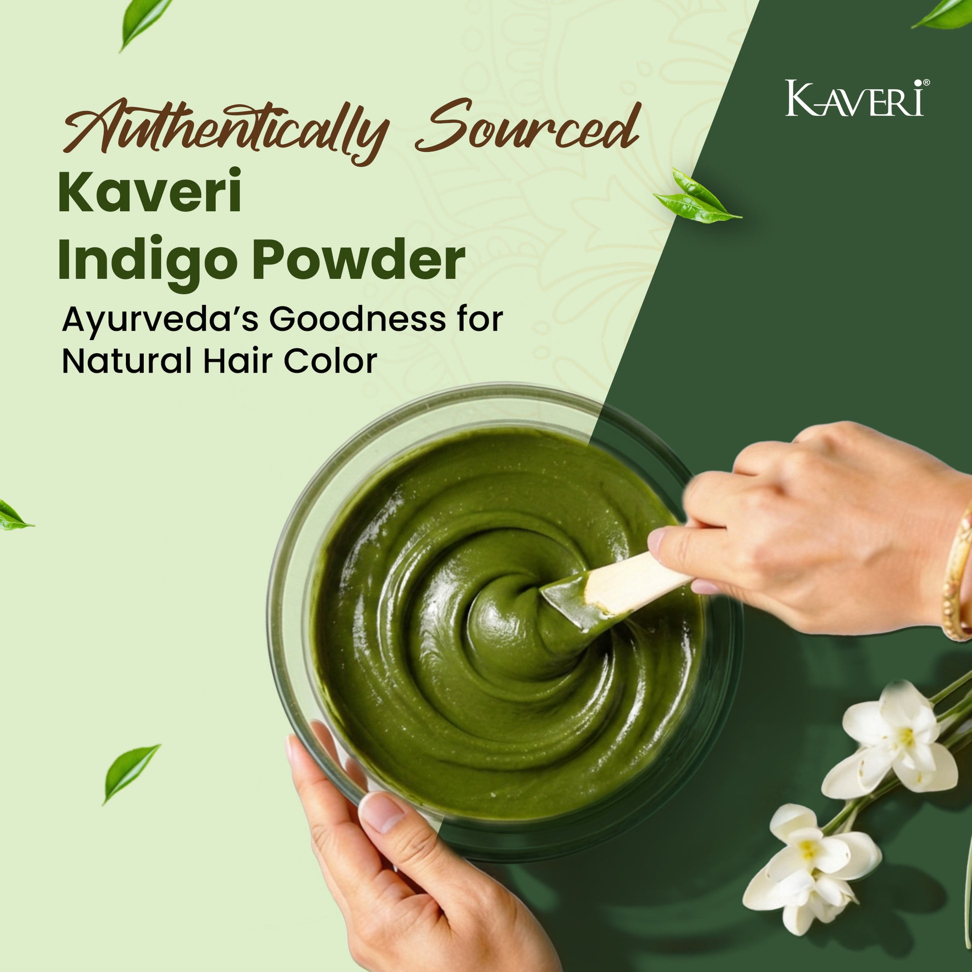Kaveri Herbal & Organic Indigo Powder for Natural Black Hair Color Chemical-Free Helps Protect Hair from Damage and Supports Healthy Hair 200g