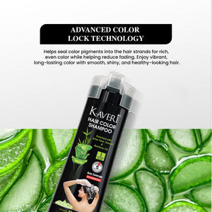 Kaveri Hair Color Shampoo For Men & Women (Natural Black 180Ml) No Ammonia, No Parabens Enriched with Aloe Vera Extract, Bamboo Oil & Henna