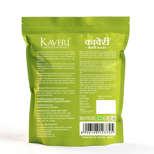 Kaveri Triple Shifted Mehendi Powder 100% Natural Henna Powder for Hairs, Hands & Feet (250 & 500 gm)