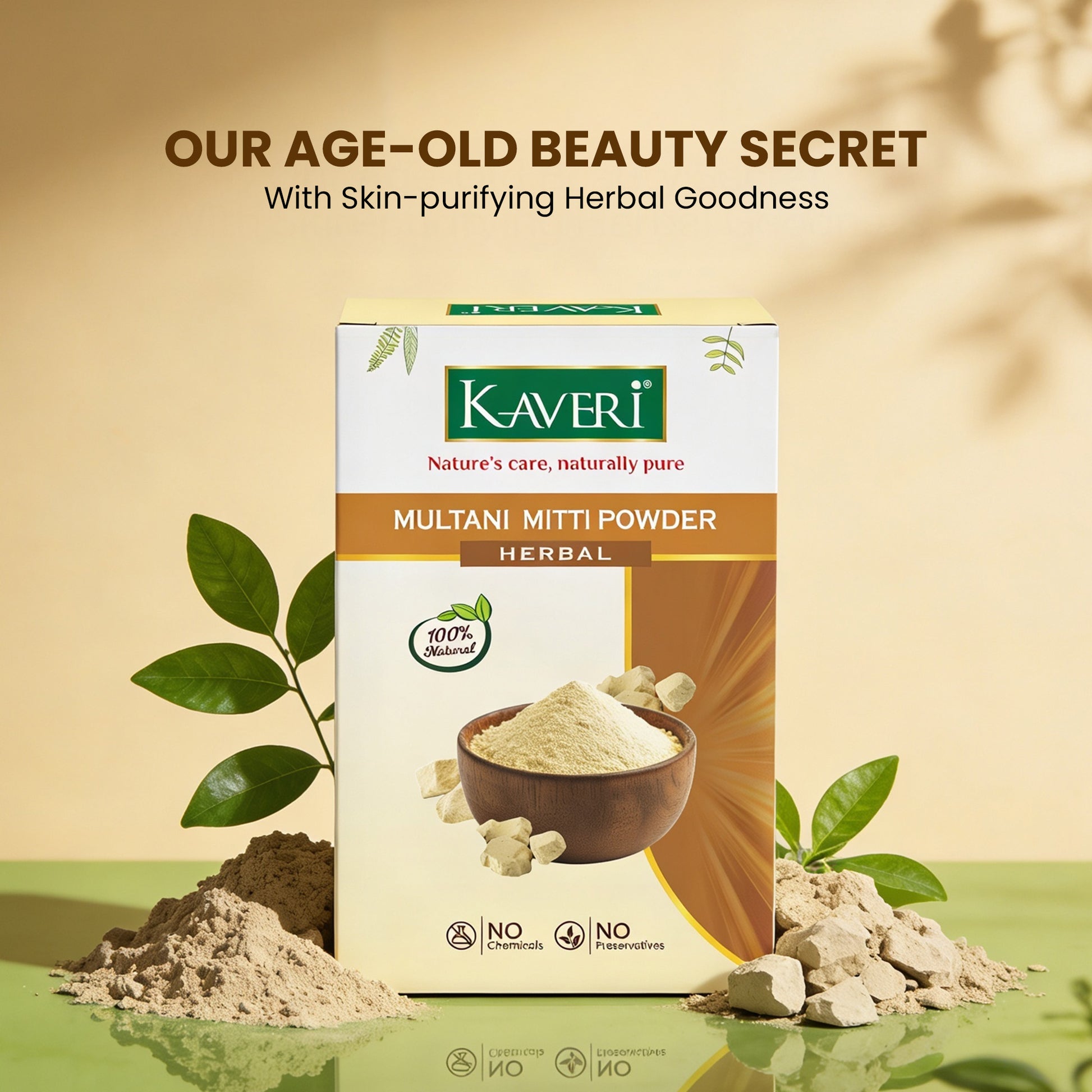 Kaveri Multani Mitti Powder for Face & Body Care | Natural Fuller’s Earth Powder | Deep Cleansing & Oil Control | Herbal Skincare Powder for Glowing Skin | 100% Chemicals & Preservatives Free – 200gm