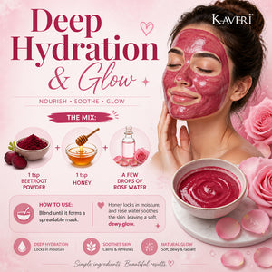 Kaveri Herbal Beetroot Powder | Natural Face & Hair Pack | Helps in Brightening, Pigmentation Care & Scalp Nourishment | 200gm