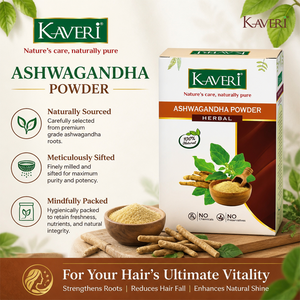 Kaveri Ashwagandha Powder for Hair & Skin Care | Natural Organic Herbal Ashwagandha Powder | DIY Face Pack & Hair Mask | Chemicals & Preservatives Free 200gm