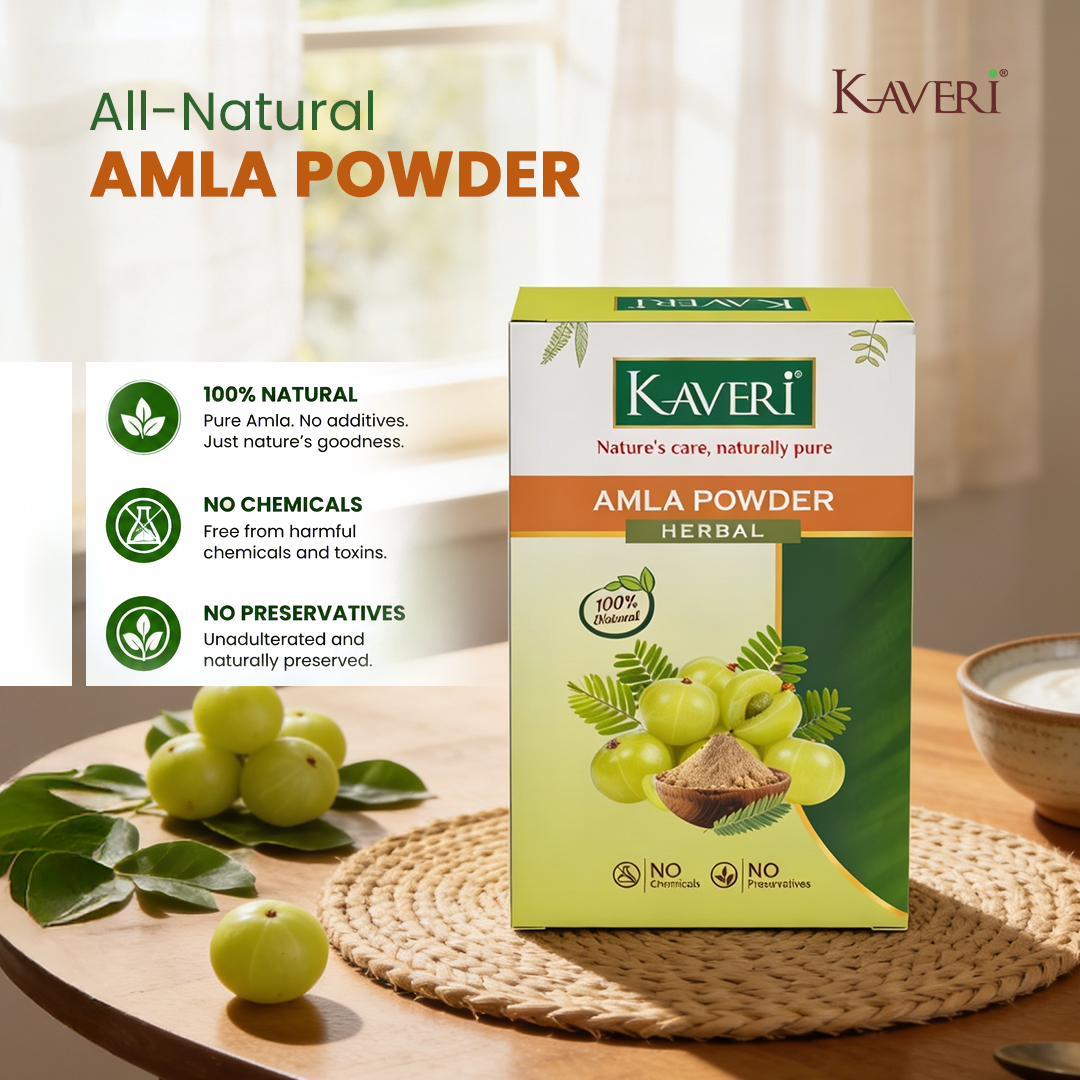 Kaveri Amla Powder for Hair & Skin Care Natural Indian Gooseberry Powder | Herbal Hair Mask & Face Pack | Chemicals & Preservatives Free 200gm
