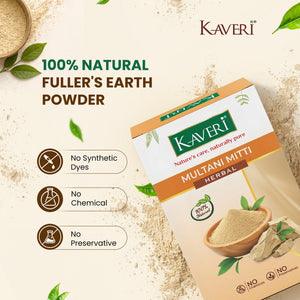 Kaveri Multani Mitti Powder for Face & Body Care | Natural Fuller’s Earth Powder | Deep Cleansing & Oil Control | Herbal Skincare Powder for Glowing Skin | 100% Chemicals & Preservatives Free – 200gm