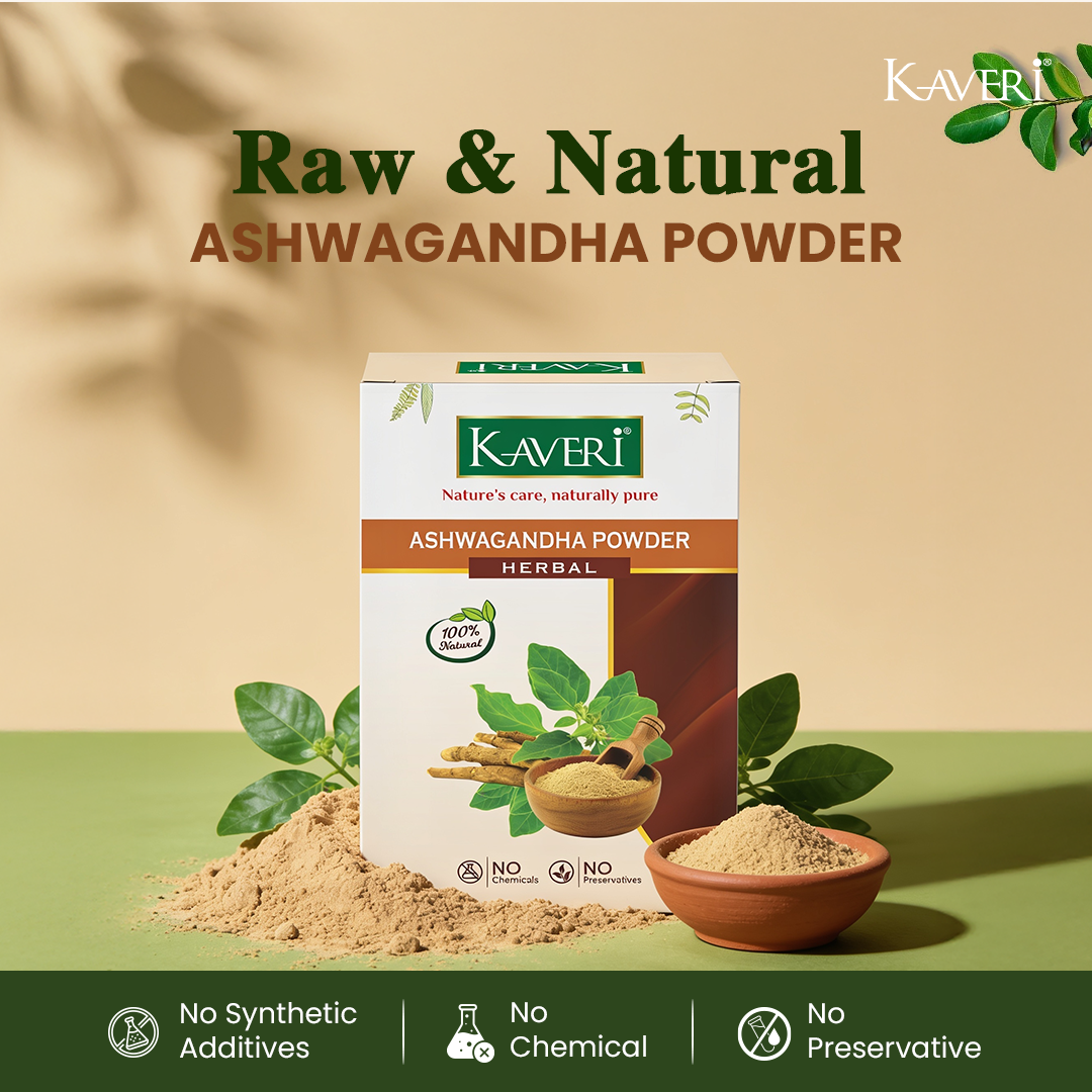 Kaveri Ashwagandha Powder for Hair & Skin Care | Natural Organic Herbal Ashwagandha Powder | DIY Face Pack & Hair Mask | Chemicals & Preservatives Free 200gm