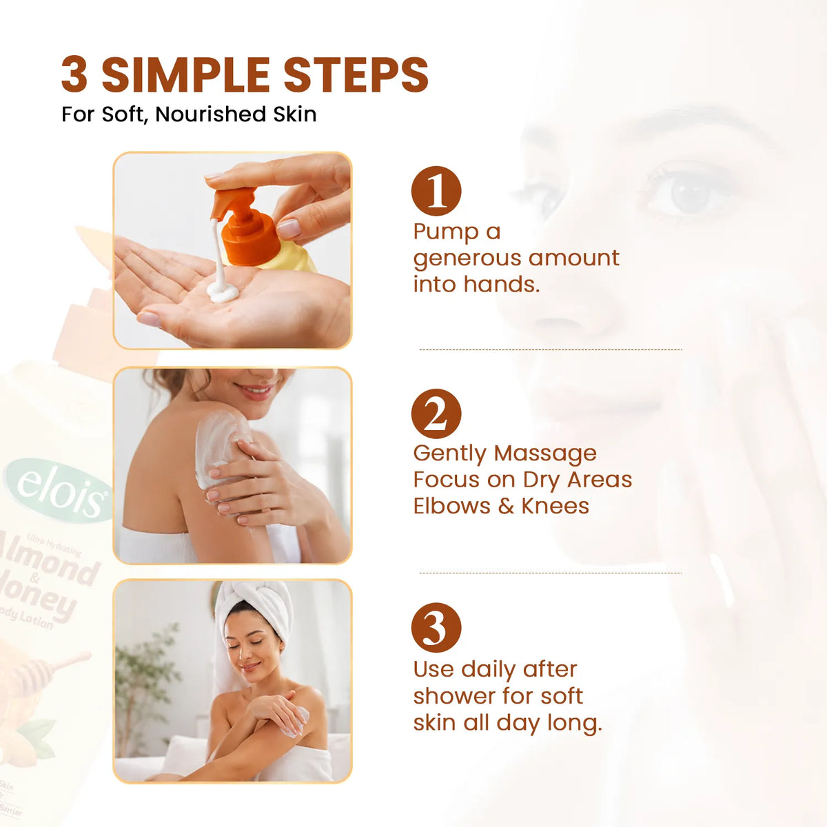 Elois Almond & Honey Body Lotion Ultra Hydrating with Sweet Almond Oil & Honey Extract 500 ml