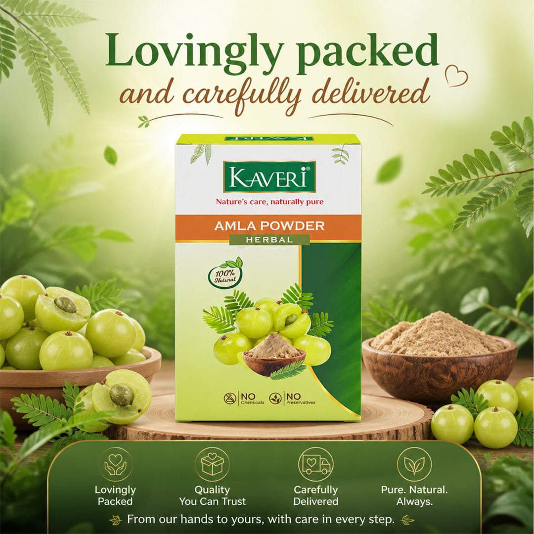 Kaveri Amla Powder for Hair & Skin Care Natural Indian Gooseberry Powder | Herbal Hair Mask & Face Pack | Chemicals & Preservatives Free 200gm