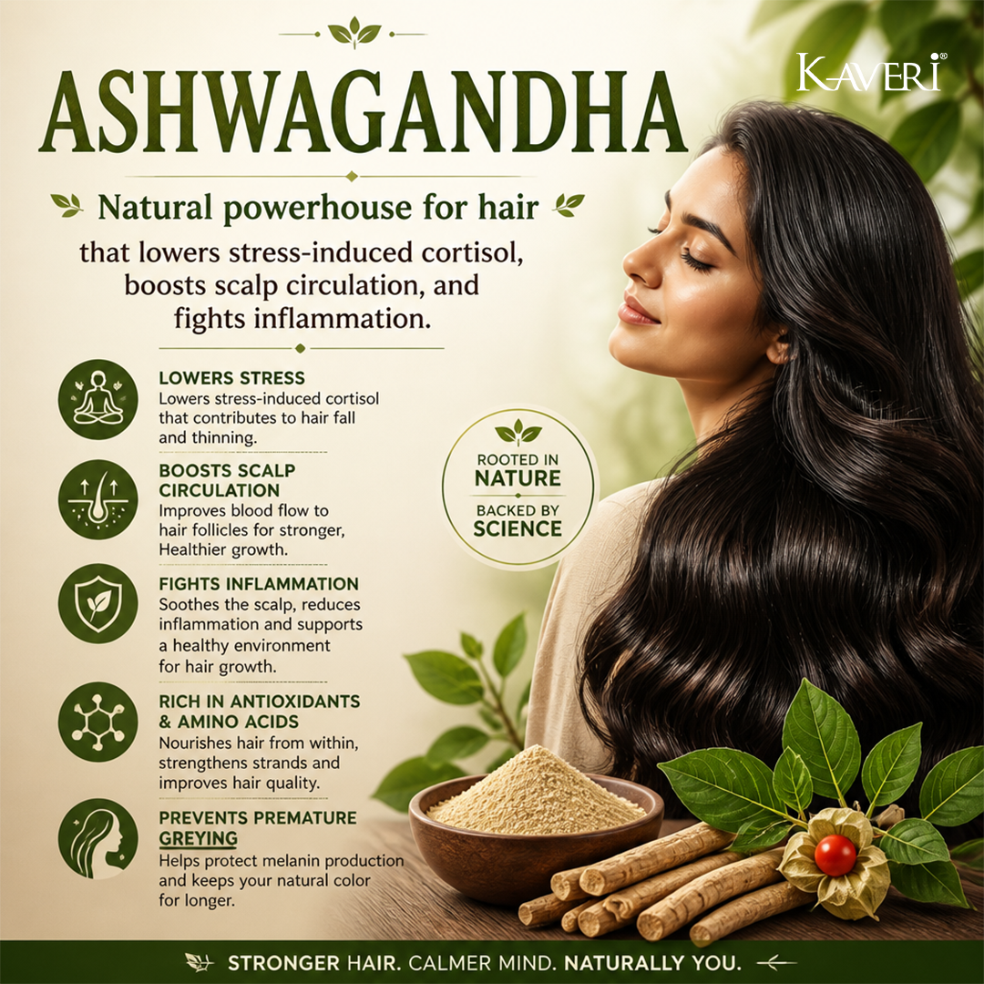 Kaveri Ashwagandha Powder for Hair & Skin Care | Natural Organic Herbal Ashwagandha Powder | DIY Face Pack & Hair Mask | Chemicals & Preservatives Free 200gm