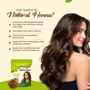 KAVERI Ready to Use Henna Paste for Hair | Natural Hair Color with Henna, Amla & Shikakai | Rich Brown Shade | No Chemicals | Helps Nourish & Strengthen Hair | 250g