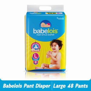 Babelois Pant Style Diaper For Babies | New Born Baby Diapers with Cottony Soft Advance Gel Technology | Overnight Absorption (S,M,L, 48, count)