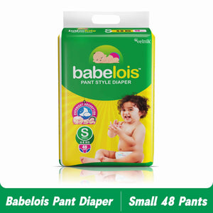 Babelois Pant Style Diaper For Babies | New Born Baby Diapers with Cottony Soft Advance Gel Technology | Overnight Absorption (S,M,L, 48, count)