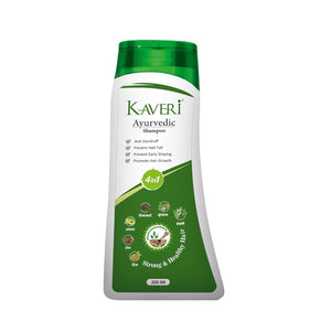 Kaveri Ayurvedic Shampoo 4-in-1 – Anti Dandruff, Hair Fall Control, Prevents Early Greying & Promotes Hair Growth – With Amla, Shikakai, Bhringraj, Reetha & Neem – 200 ml