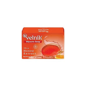 Velnik Glycerin Soap With Honey Extract Bathing Bar Soap for Soft, Glowing, Moisturizes Skin & Body, Paraben-Free Body Soaps For Bath Ideal for Men & Women 100 GM (Pack of 3,4 & 6)