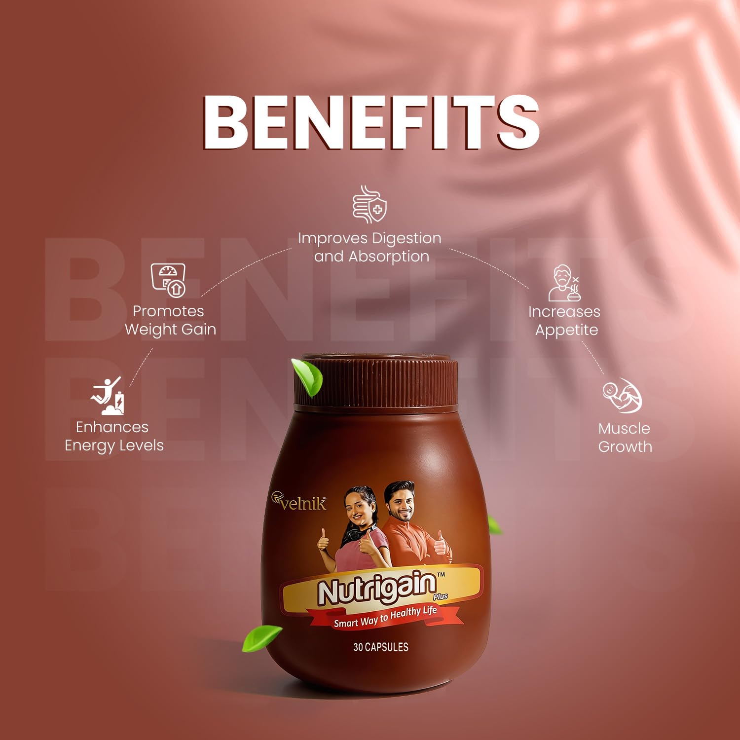 Nutrigain Ayurvedic Weight Gain Capsules for Men & Women | 60 Capsules