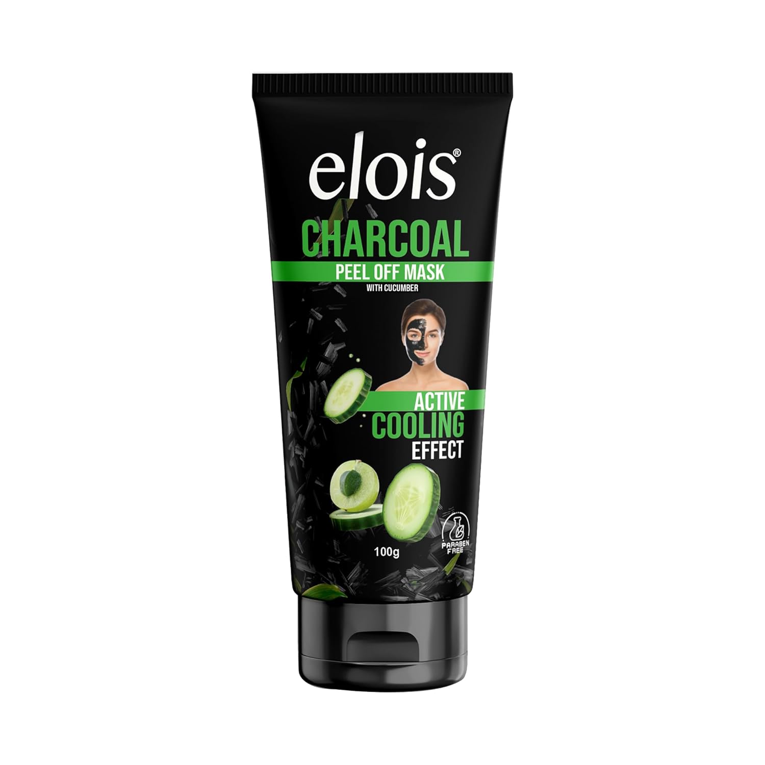 Elois Charcoal Peel Off Face Mask for Men & Women | Removes Blackheads and Whiteheads | Active Cooling Effect | Deep Skin Purifying Cleansing (100 gm)