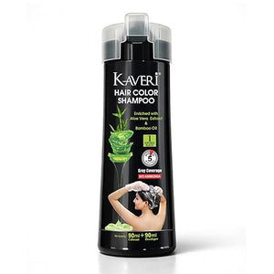 Kaveri Hair Color Shampoo For Men & Women (Natural Black 180Ml) No Ammonia, No Parabens Enriched with Aloe Vera Extract, Bamboo Oil & Henna