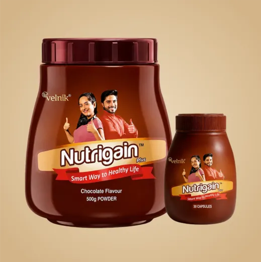Nutrigain Ayurvedic Weight Gainer Powder & 30 Capsules Combo – 500gm
