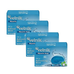 Velnik Glycerin Soap With Mint Gentle Cleansing Hydrates Refreshment Skin Body Wash for Women & Men with Skin Conditioners for Radiant Glow & Moisturised Suitable for All Skin Types 125 gm (Pack Of 3, 4 & 6)