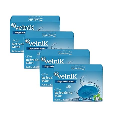 Velnik Glycerin Soap With Mint Gentle Cleansing Hydrates Refreshment Skin Body Wash for Women & Men with Skin Conditioners for Radiant Glow & Moisturised Suitable for All Skin Types 125 gm (Pack Of 3, 4 & 6)