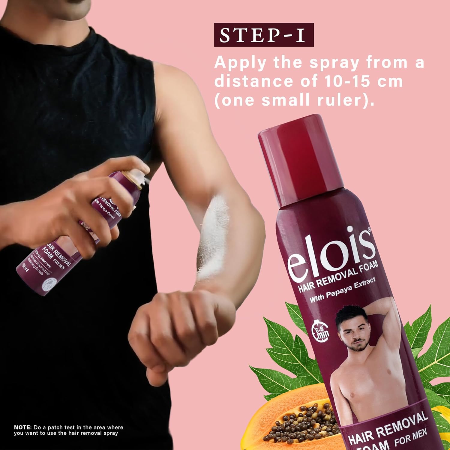 Elois Male Body Hair Remover Spray with Papaya Extract 200ml (Pack of 1 & 2)