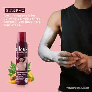 Elois Male Body Hair Remover Spray with Papaya Extract 200ml (Pack of 1 & 2)