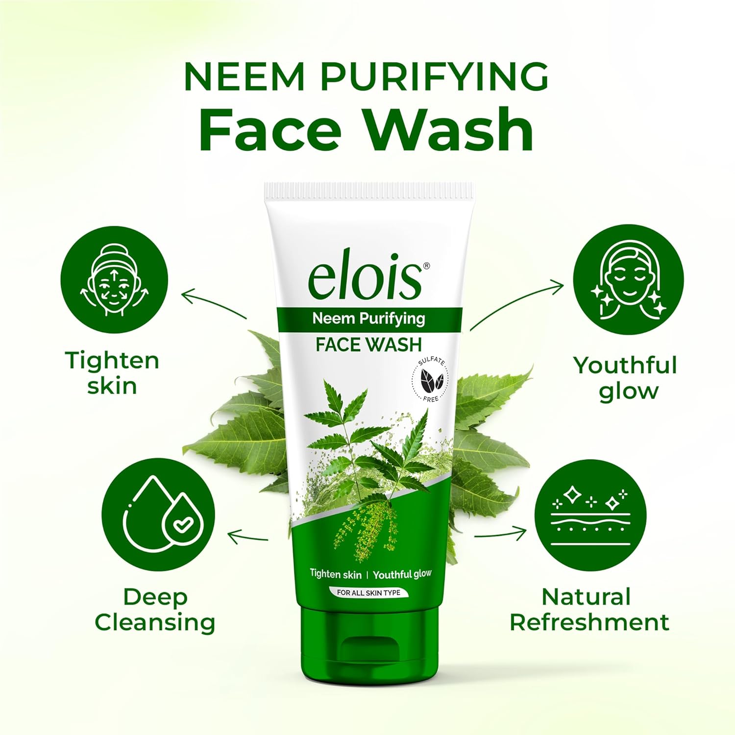 Elois Neem Purifying Face Wash Deep nourishment and Hydration for Radiant Skin Naturally, Remove Excess Oil, For Men & Women 100gm