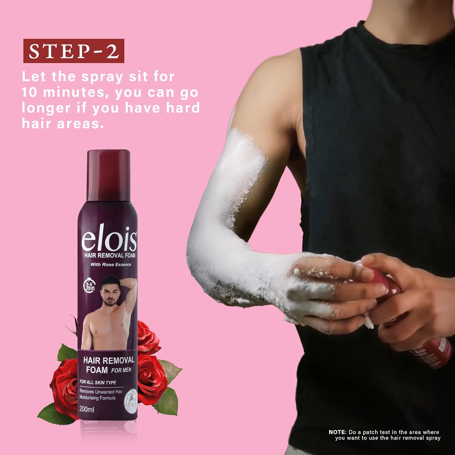 Elois Hair Removal Foam Spray For Men Painless Hair Removal For Arms Underarms & Legs – With Rose Extract Suitable For All Skin Type 200ml (Pack of 1 & 2, Rose)