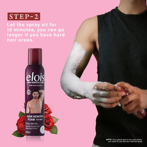 Elois Hair Removal Foam Spray For Men Painless Hair Removal For Arms Underarms & Legs – With Rose Extract Suitable For All Skin Type 200ml (Pack of 1 & 2, Rose)