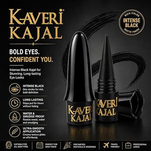 Kaveri Black Kajal | Smudge-Proof Long-Lasting Eye Kohl | Herbal Formula for Sensitive Eyes | Vegan Chemical-Free | (Pack of 2) 4g