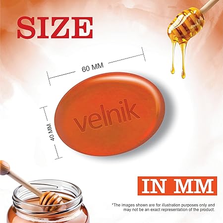 Velnik Glycerin Soap With Honey Extract Bathing Bar Soap for Soft, Glowing, Moisturizes Skin & Body, Paraben-Free Body Soaps For Bath Ideal for Men & Women 75 GM (Pack of 3,4 & 6)