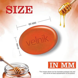 Velnik Glycerin Soap With Honey Extract Bathing Bar Soap for Soft, Glowing, Moisturizes Skin & Body, Paraben-Free Body Soaps For Bath Ideal for Men & Women 75 GM (Pack of 3,4 & 6)