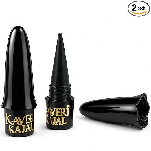 Kaveri Black Kajal | Smudge-Proof Long-Lasting Eye Kohl | Herbal Formula for Sensitive Eyes | Vegan Chemical-Free | (Pack of 2) 4g