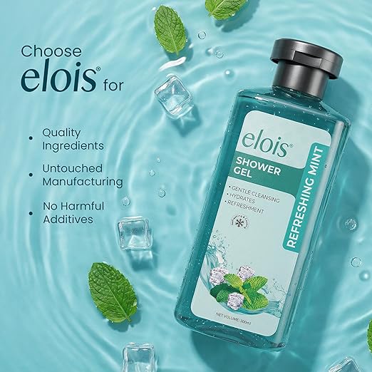 Elois Cooling Body Wash with Refreshing Mint & Glycerin for Gentle Cleansing & Fresh Soft Skin for Women & Men | 300ml
