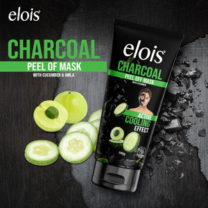 Elois Charcoal Peel Off Face Mask for Men & Women | Removes Blackheads and Whiteheads | Active Cooling Effect | Deep Skin Purifying Cleansing (100 gm)