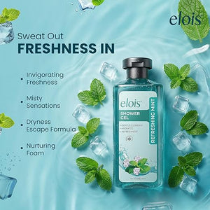 Elois Cooling Body Wash with Refreshing Mint & Glycerin for Gentle Cleansing & Fresh Soft Skin for Women & Men | 300ml