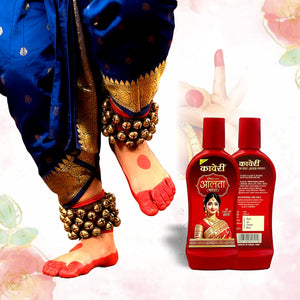 Kaveri Alta Red Colour For Feet - Liquid Alta for Women & Girls Hand & Feet Designs - 100ML For Bharatanatyam Dance, puja & Weddings | Long Lasting, Skin-Friendly & Waterproof Alta (Pack Of 1)