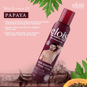 Elois Male Body Hair Remover Spray with Papaya Extract 200ml (Pack of 1 & 2)
