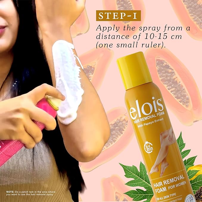 Elois Hair Removal Foam Spray for Women with Papaya Extract 200ml (Pack of 1 & 2)
