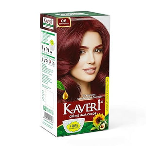 Kaveri Creme Hair Color Rich Long Lasting Semi Permanent Hair Dye Ammonia Free Enriched With Argan Avocado Sunflower Oils for 100% Gray Coverage & Root Touch Up for Men & Women - 60gm + 60ml