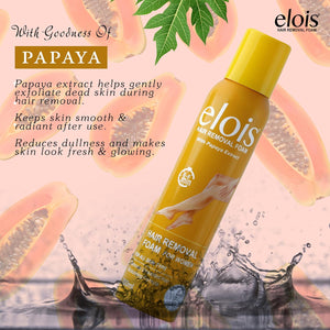Elois Hair Removal Foam Spray for Women with Papaya Extract 200ml (Pack of 1 & 2)