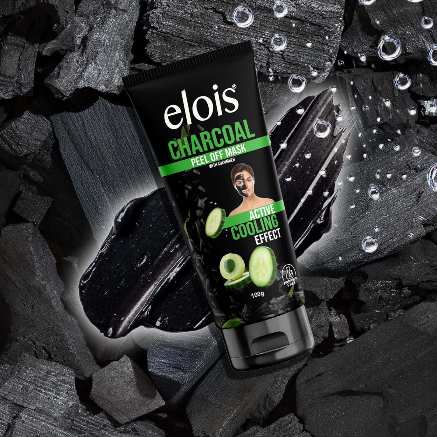 Elois Charcoal Peel Off Face Mask for Men & Women | Removes Blackheads and Whiteheads | Active Cooling Effect | Deep Skin Purifying Cleansing (100 gm)