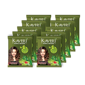 Kaveri 9 Herbs Herbal Henna Powder Organic Natural Green Heena for Hair Colour Nourishes Conditions & Strengthens No Harsh Chemicals All Hair Types – (15g) Pack Of 10