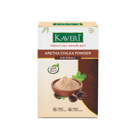 Kaveri Aretha Chilka Powder for Hair & Skin Care | Natural Soapnut Peel Powder | Herbal Hair Cleanser & Face Cleanser | Helps Remove Excess Oil & Dirt | Chemicals & Preservatives Free | 200g